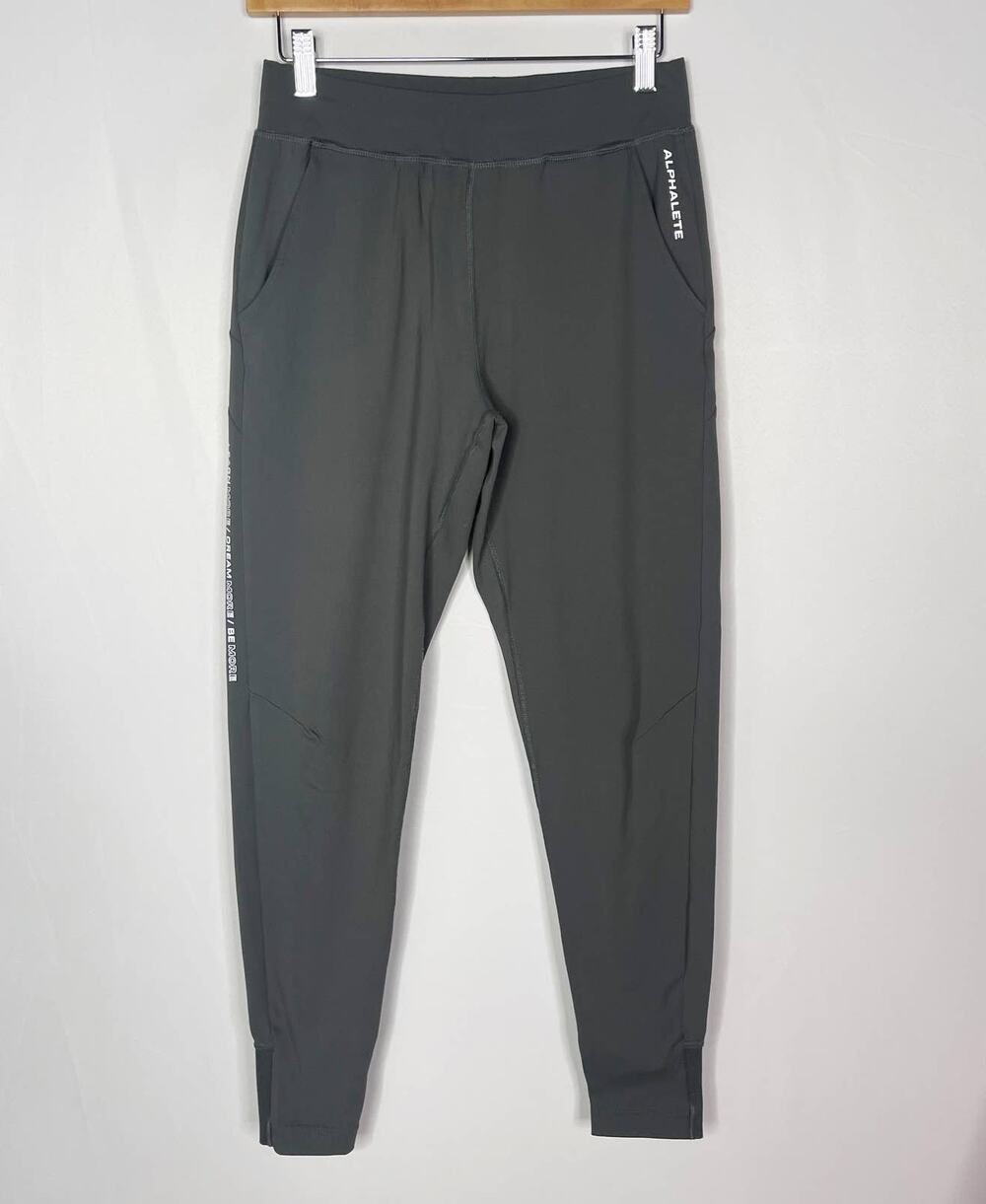 Alphalete Womens Small S Charcoal Gray Trace Joggers 4 Way Stretch Tapered